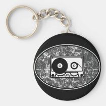 Cassette Tape Black & White keychains
