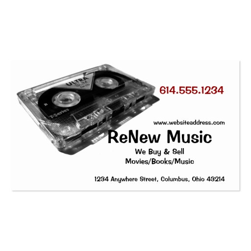 Cassette Tape Design 1 Music Business Card (front side)