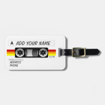 cassette, luggage, tag, travel, vacation, suitcase, luggage tag, cassette tape, retro, music, [[missing key: type_aif_luggageta]] with custom graphic design