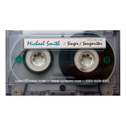 Cassette Tape Musician Business Cards (front side)