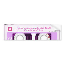 Cassette tape - pink - bumper sticker