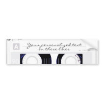 Cassette tape - white - bumper sticker