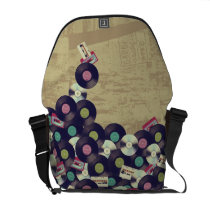 Cassettes and Records - Vintage design Courier Bag