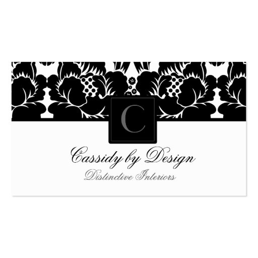 Cassidy Black Floral Damask Business Card (front side)