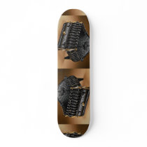 Cast iron fire basket, hammered finish skate decks