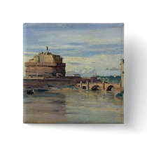 Castel Sant' Angelo and the River Tiber, Rome Pinback Buttons