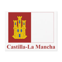 Castilla-La Mancha flag with name Post Card