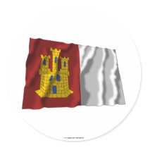 Castilla-La Mancha waving flag Round Sticker