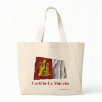Castilla-La Mancha waving flag with name Tote Bags