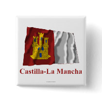Castilla-La Mancha waving flag with name Buttons