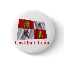 Castilla y León waving flag with name Button