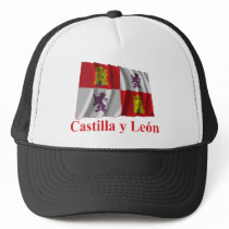 Castilla y León waving flag with name Trucker Hat