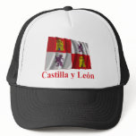 Castilla y León waving flag with name hats