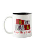 Castilla y León waving flag with name mugs
