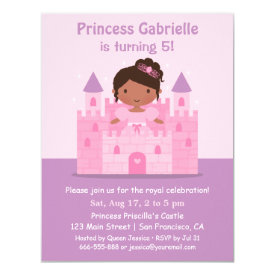 Castle African American Princess Birthday Party Card
