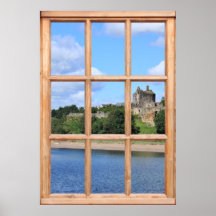 Castle by the Sea View from a Window Poster