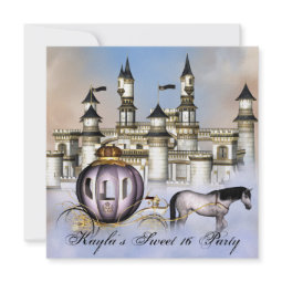 Castle Clouds Princess Carriage Sweet 16 Party invitation