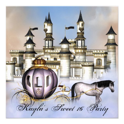 Castle Clouds Princess Fairytale Sweet 16 Party Custom Invitation