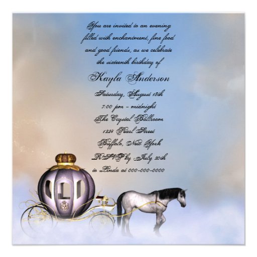 Castle Clouds Princess Fairytale Sweet 16 Party Custom Invitation