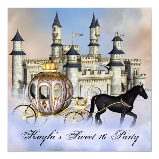 Castle Clouds Princess Fairytale Sweet 16 Party Custom Announcements
