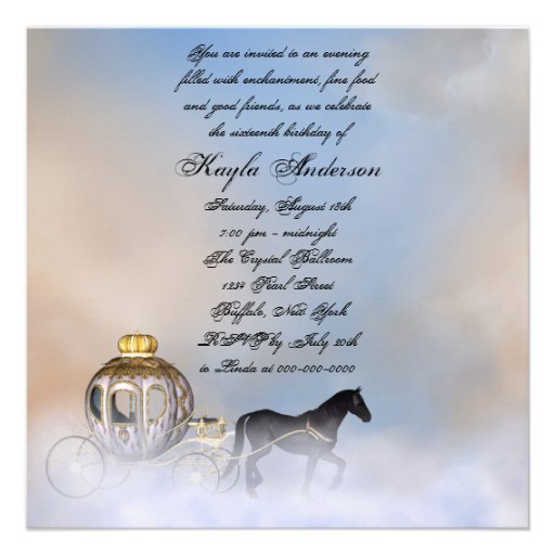 Castle Clouds Princess Fairytale Sweet 16 Party Custom Announcements