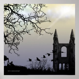 Castle In Silhouette Gothic Landscape Print print