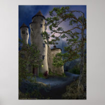 architecture, castle, stronghold, exile, sword, dreamland, man, leaning, animal, waiting, buildings, trees, towers, strange, houk, art, artwork, illustration, scenery, story, digital art, digital realism, surreal, surreal art, fantasy, fairytales, gifts, gift, eerie, gothic, adorable, mystic, mood, mysterious, mystery, cool, unique, awesome, wonderful, atmospheric, Poster with custom graphic design