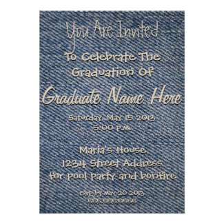 Casual and Fun Blue Jean Graduation Party Personalized Announcement
