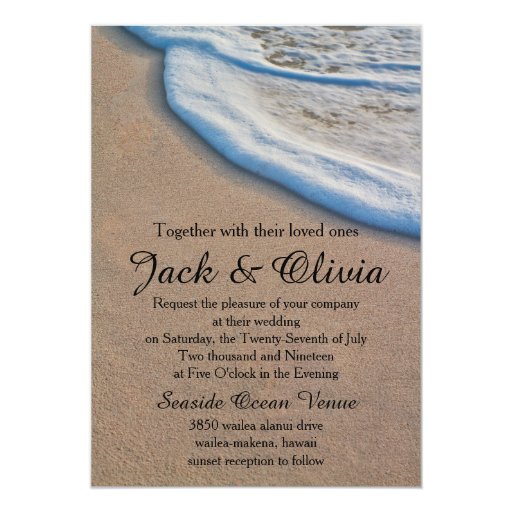 Casual Beach Sand Sea Foam Wedding Card