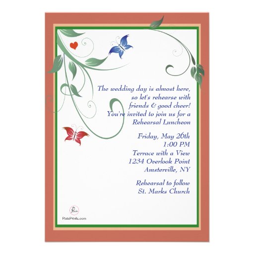 Casual Lunch - Rehearsal Luncheon Invitation