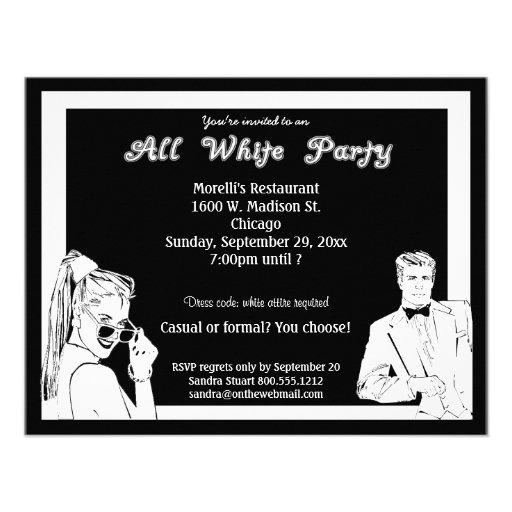 Casual Or Formal White Attire Party Personalized Announcements