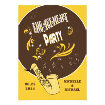 Casual Retro Style Jazz Engagement Party Personalized Invite