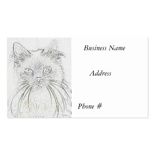 Cat #  2  Sketch,  Business Card (front side)