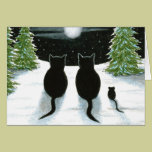 Cat 429 with mouse watching the moon Greeting Card cards