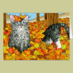 Cat 441 Fall Autumn funny Greeting Card cards