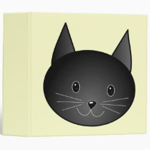 Cat. Adorable black kitty. Binder