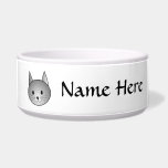 Cat. Adorable Gray Kitty Design. Dog Water Bowl