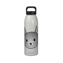 Cat. Adorable Gray Kitty Design. Reusable Water Bottle