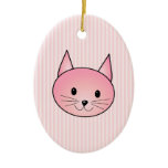 Cat. Adorable pretty pink kitty. Christmas Ornaments