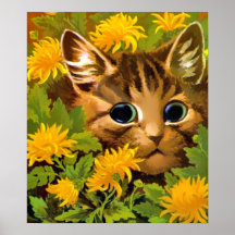Cat Among the Flowers Poster Print