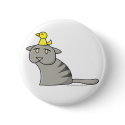 Cat and Bird Design Button 01