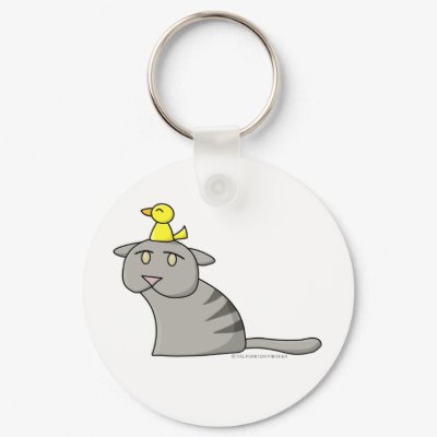 Cat And Bird Design Keychain 01 by phantompanther