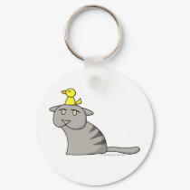 Cat And Bird Design Keychain 01