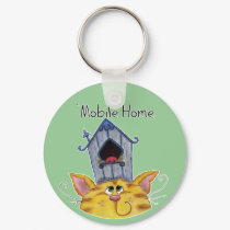 Cat and Bird House mobile home keychains