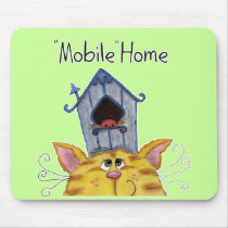 Cat and Bird House mobile home mousepads