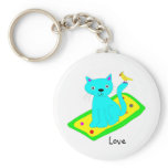Cat and Bird Keychain