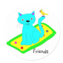 Cat and Bird Sticker