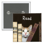 Cat and books buttons