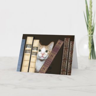Cat and books card
