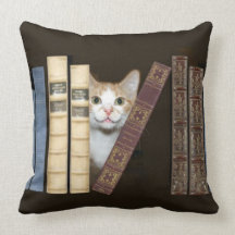 Cat and books pillows